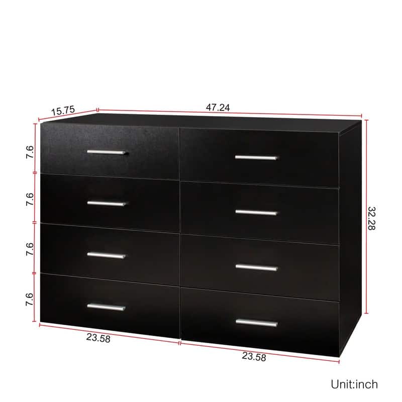 Space-saving 8-Drawer Double Dresser