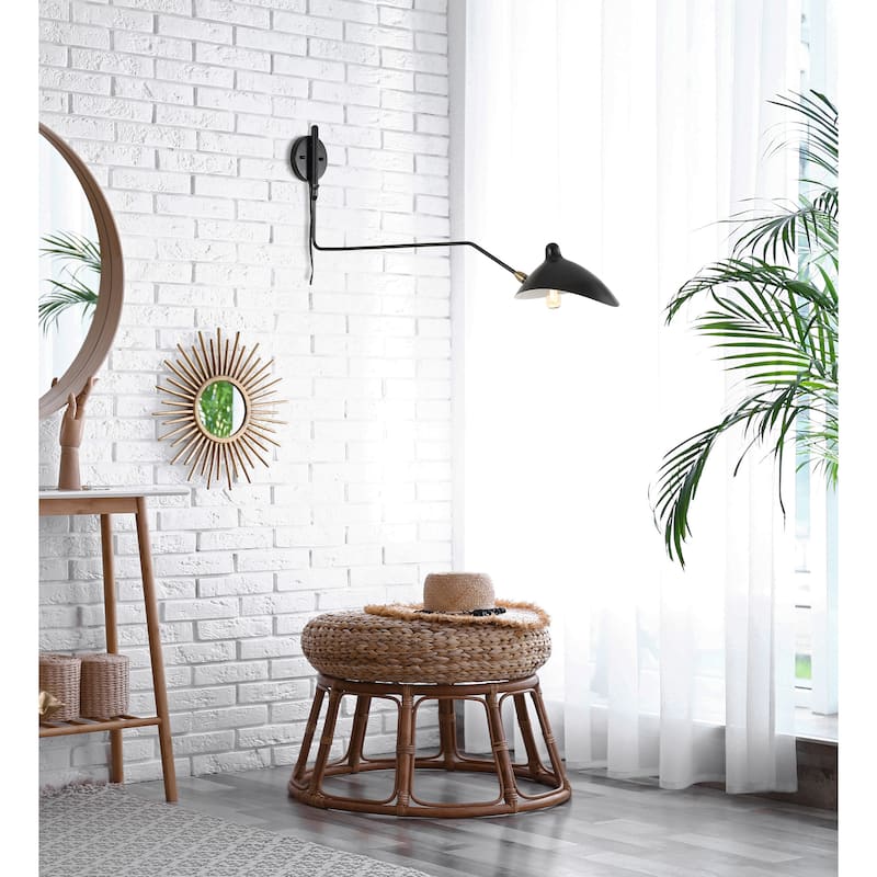 Frank 35" Iron Retro Swing LED Wall Sconce, White by JONATHAN Y - One