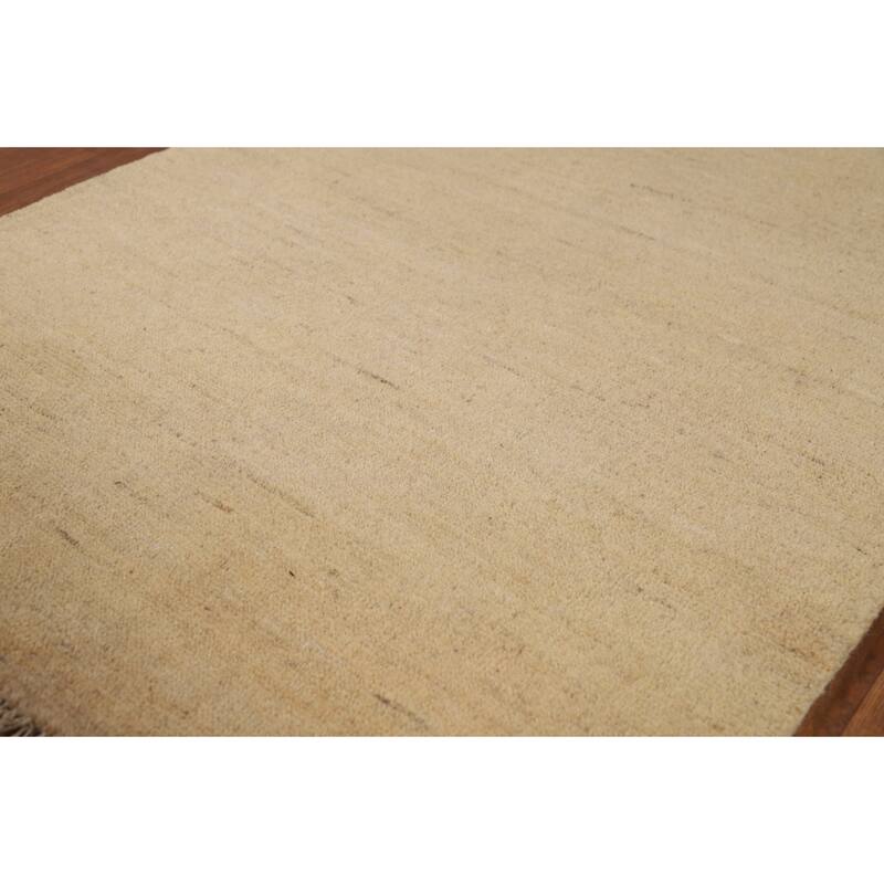 Striped Gabbeh Modern Runner Rug Hand-Knotted Wool Carpet - 2'10"x 9'6"