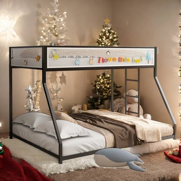 slide 2 of 13, Twin over Full Bunk Bed With Exchangeable Ladder Black