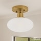 preview thumbnail 3 of 4, Hunter + Jasmine Roth Getty Luxe Gold Cased White Glass 1-Light Flush Mount Ceiling Light - Transitional, Modern