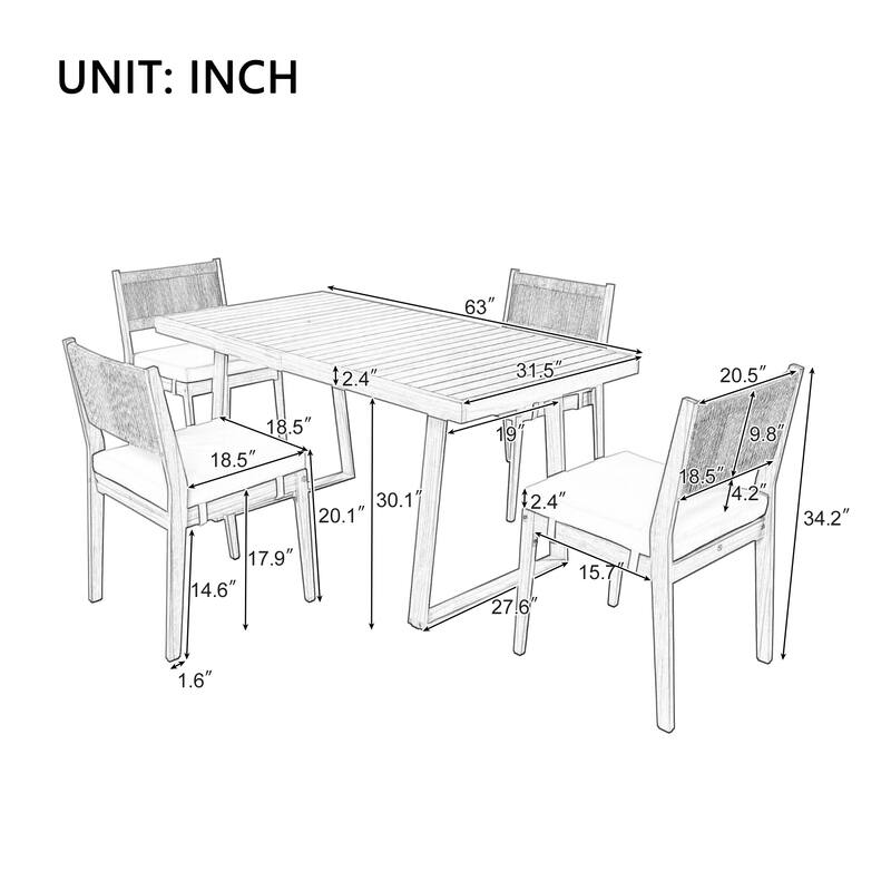 MERAX Multi-person Outdoor Acacia Wood Dining Table and Chair Set