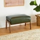 preview thumbnail 31 of 50, Glitzhome 24.5"W Leatherette Accent Stool With Walnut Rubberwood Legs Green