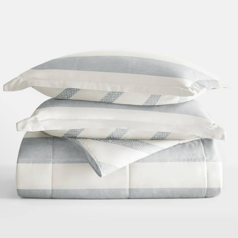 Becky Cameron Premium Distressed Stripe Reversible Comforter Set - King