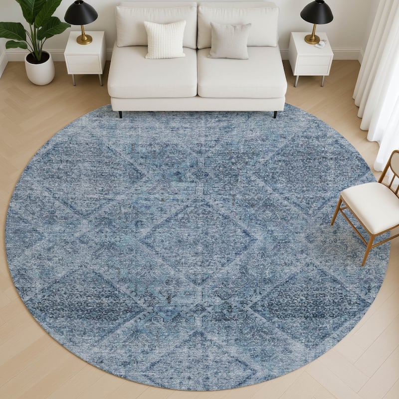 Premium Washable Super Soft Boho Moroccan Mayfield Rug - Blue - 8' x 8'