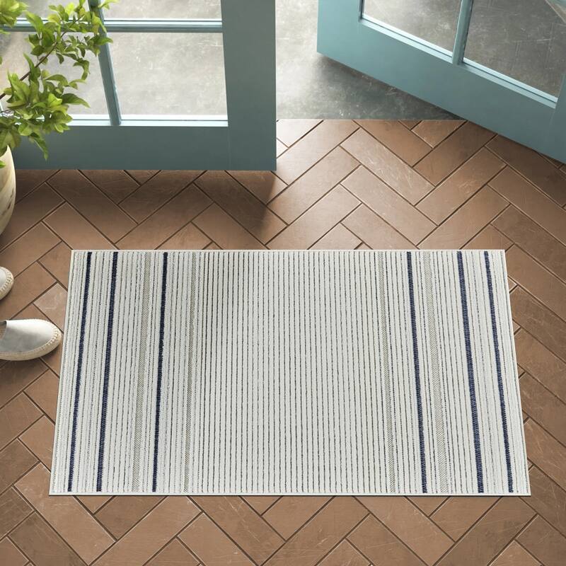 Max Stripe Weather Resistant Current & Stylish Outdoor Rug