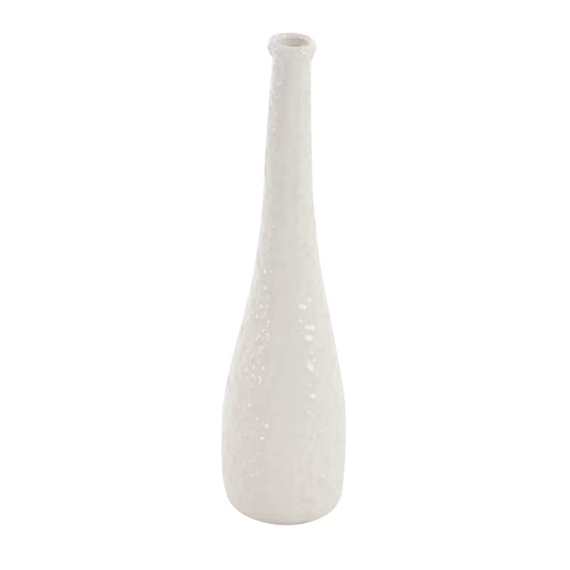 Ceramic Slim Textured Bottleneck Vase with Varying Patterns - Set of 3 Silver, Gold, White - Roche River Decor