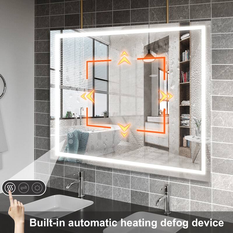 Bathroom Mirror with Lights, Anti-Fog, 3 Color