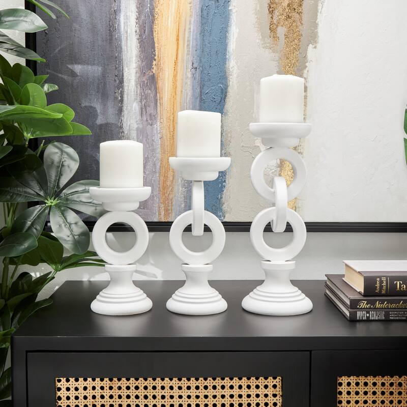 White or Black Wooden Chain Link Candle Holder (Set of 3)
