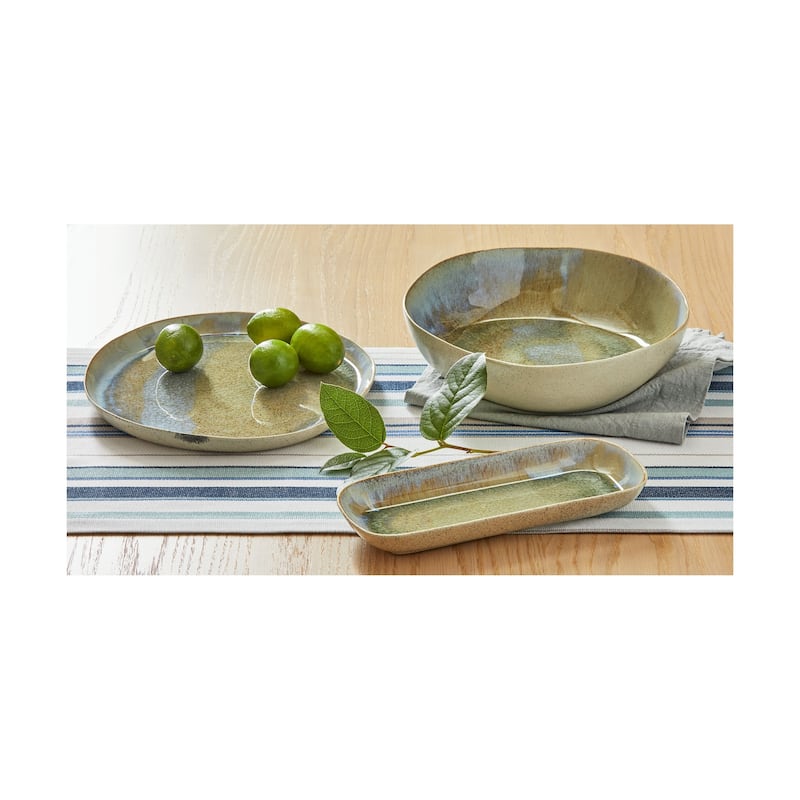 Montauk Blue Oblong Serving Platter Porcelain Dishwasher Safe 10.8 x 4.33 x 1.18 Inches Perfect for Summer Entertaining