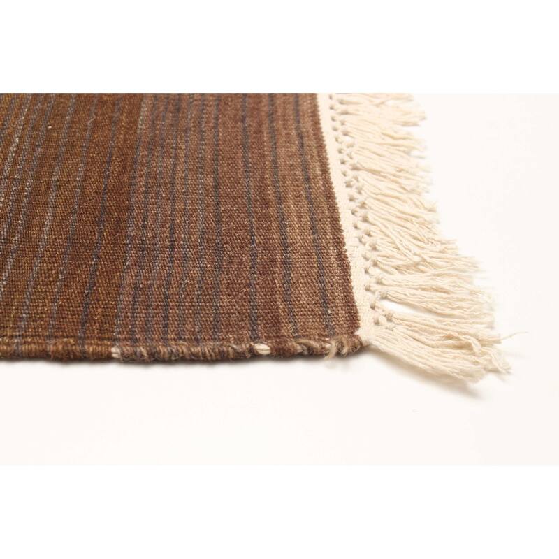 ECARPETGALLERY Flat-Weave Boho Brown Wool Kilim - 5'11 x 9'0