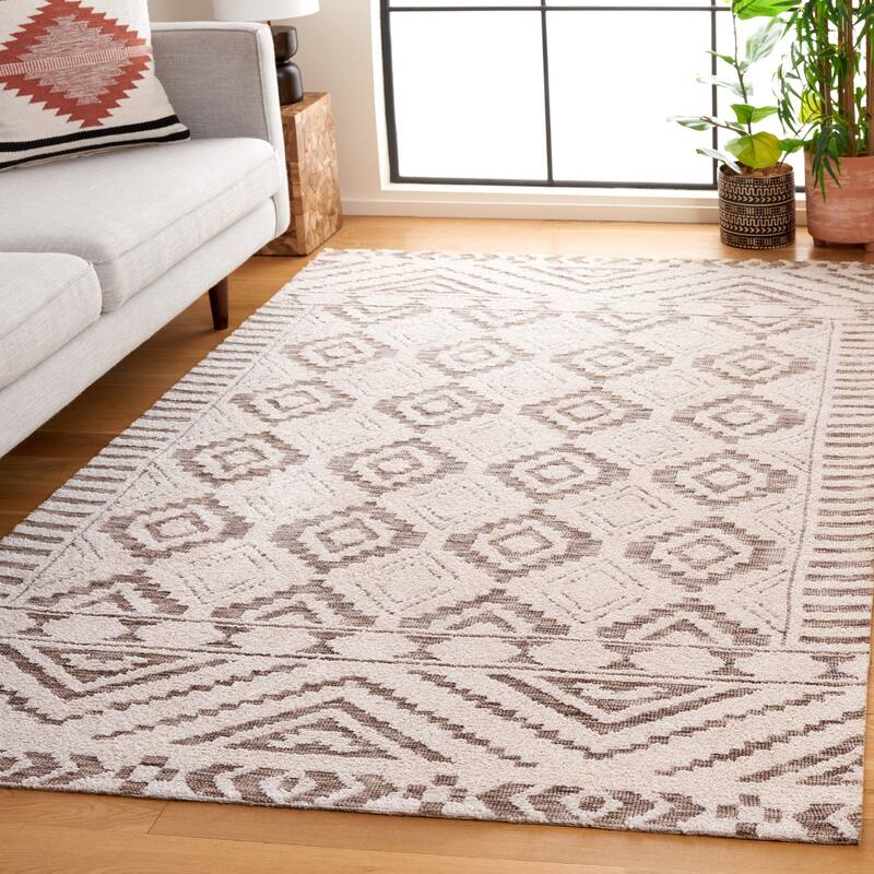 SAFAVIEH Handmade Audrey Aybaniz Casual Rug - 6' Square - Ivory/Beige