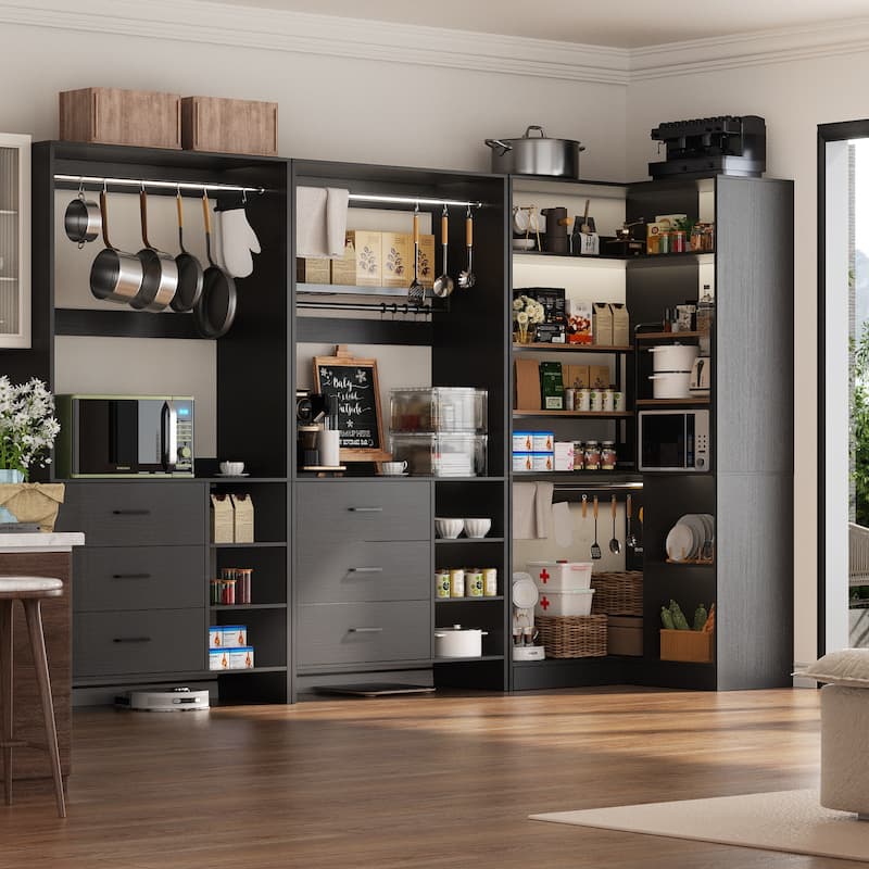 Cimly Set of 3 Freestanding Corner Closet System, Space-saving Closet Organizer for Walk-in/ Reach-in Closet