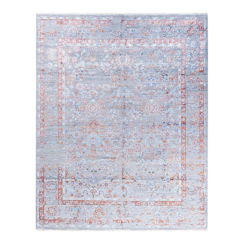 Ikat One-of-a-Kind Hand-Knotted Area Rug - Gray, 8' 2" x 10' 0" - 8' 2" x 10' 0"