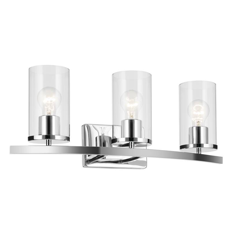 Kichler Lighting Crosby Bathroom Vanity Light with Clear Glass - Chrome - 3-Light