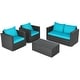 preview thumbnail 9 of 23, Gymax 4PCS Rattan Patio Conversation Set Outdoor Furniture Set w/