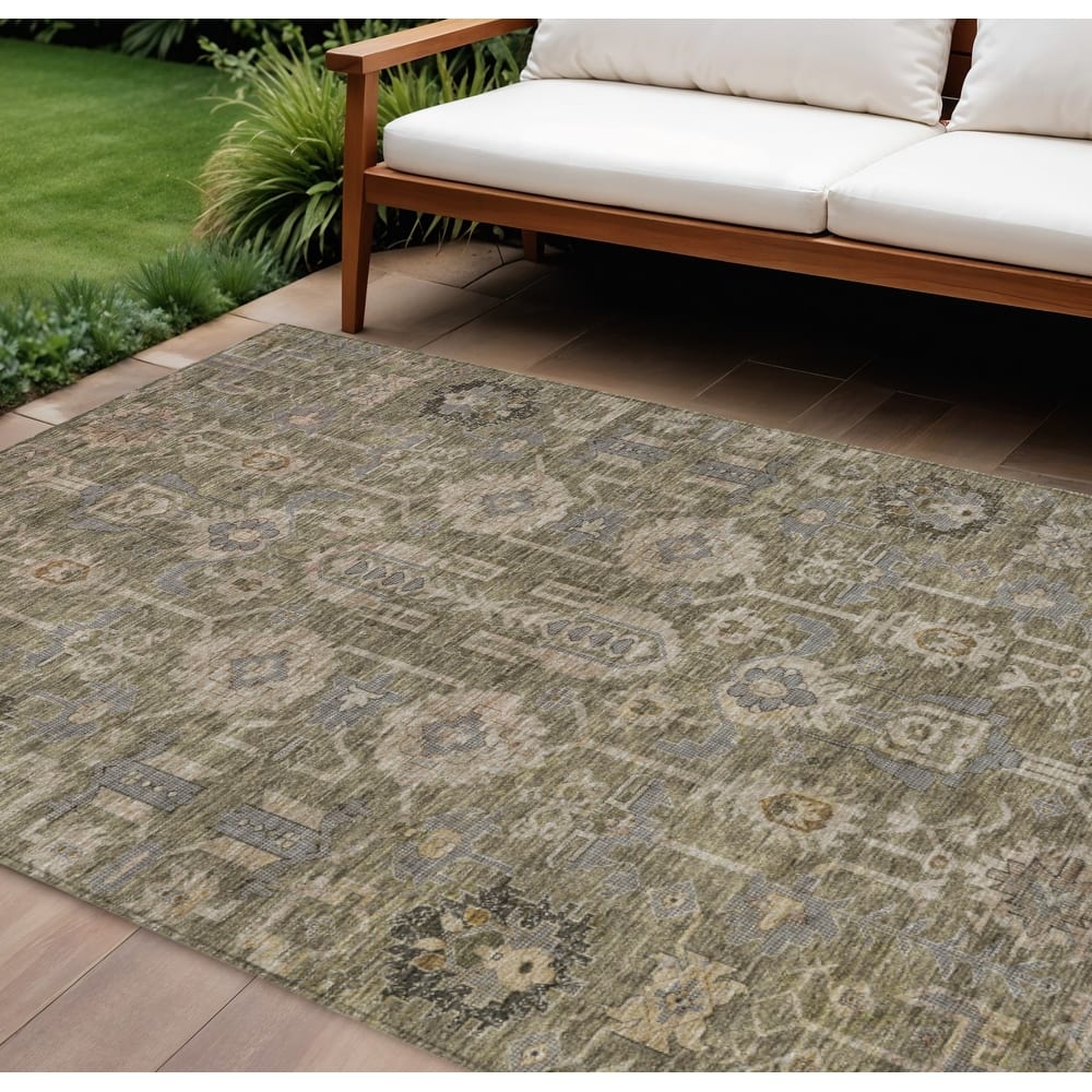 HomeRoots Oriental Traditional Rectangle Outdoor Rug