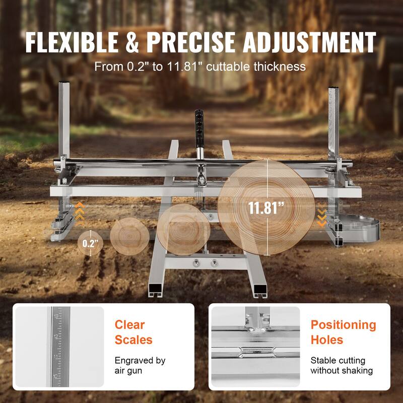 Chainsaw Mill and Rail Mill Guide System for Woodworkers and Carpenters - 14"-36" 9 ft