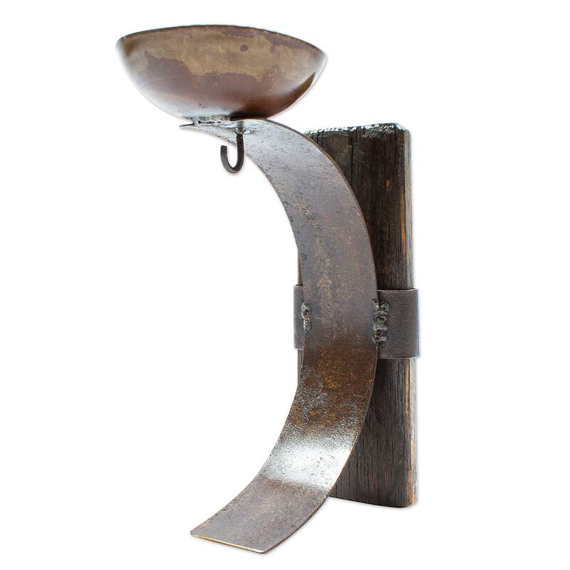 Novica Handmade Rustic Little Light Iron And Wood Wall Sconce