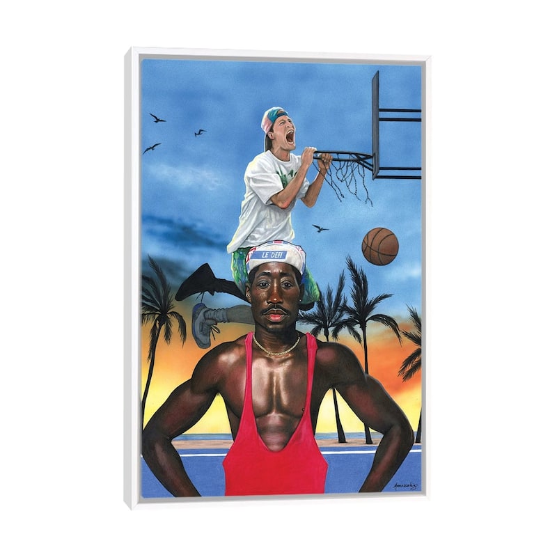 iCanvas "White Men Can't Jump" by Manasseh Johnson Framed Canvas Print - White - 26x18