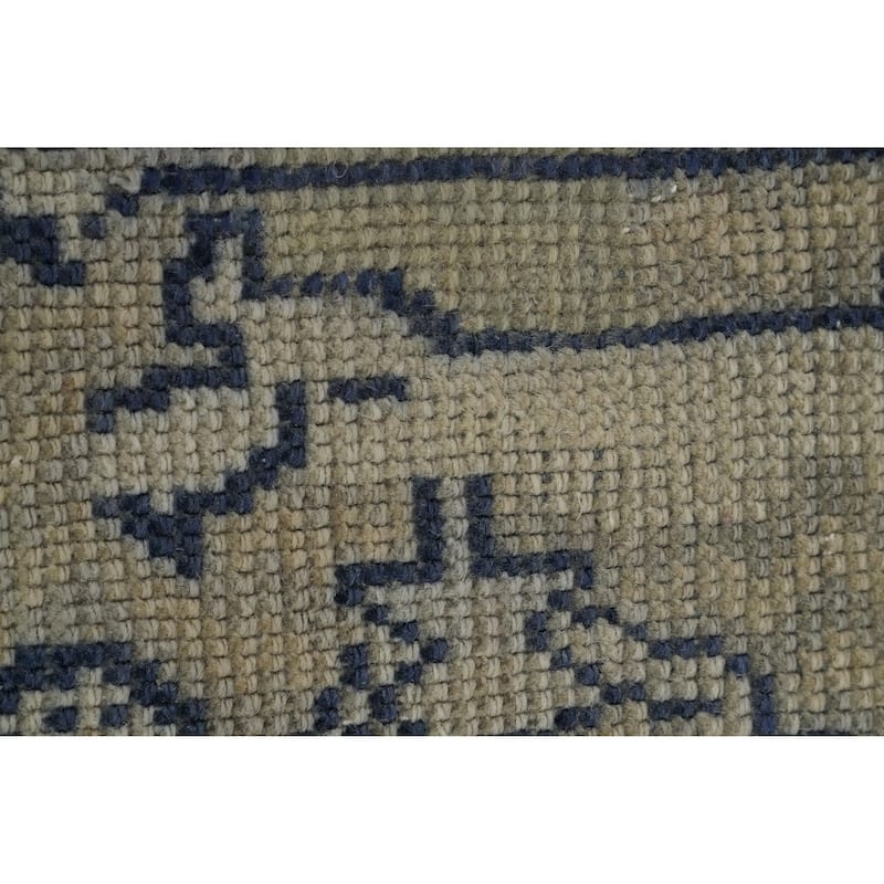 Hand Knotted Oriental 100% Wool Carpet Transitional All-Over Beige & Ivories Oushak Runner Rug - 12' 4'' X 2' 9''