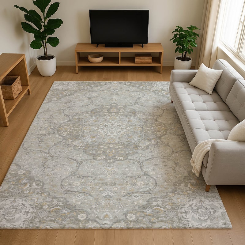 Premium Washable Super Soft Traditional Parman Mayfield Rug - Taupe - 10' x 14'