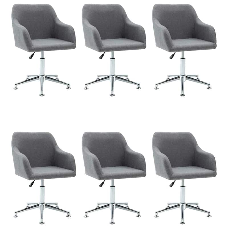 vidaXL Dining Chair 360 Degrees Swivel Accent Desk Chair with Arms Fabric - 21.7" x 20.9" x (30.7"-36.2")