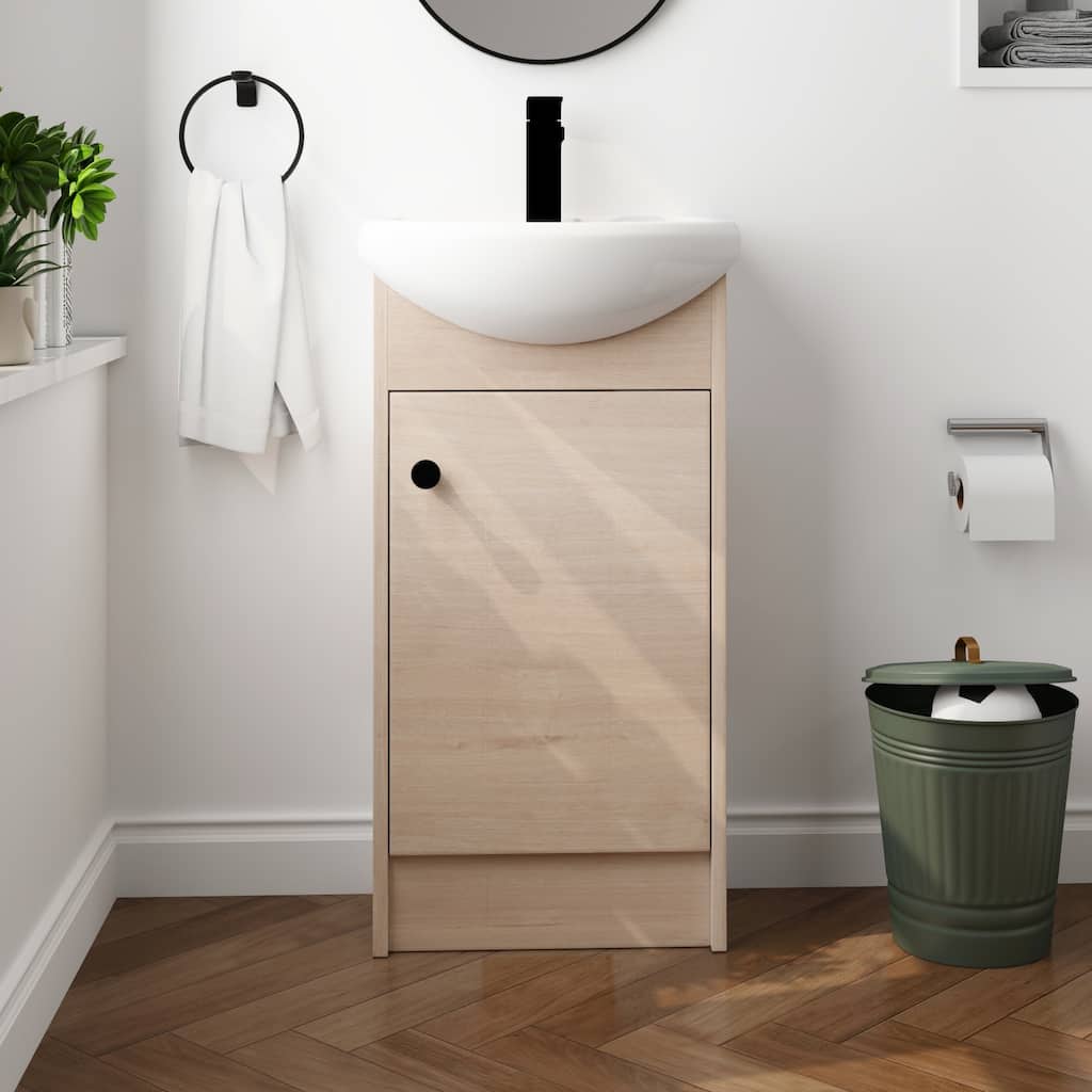 Beingnext 18 Inch Bathroom Vanity with Sink, Freestanding Bathroom Vanity with Soft Close Door and Adjustable shelf