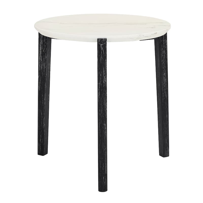 Living Room Coffee Table: Modern and stylish 24 inch round small coffee table, imitation marble tabletop