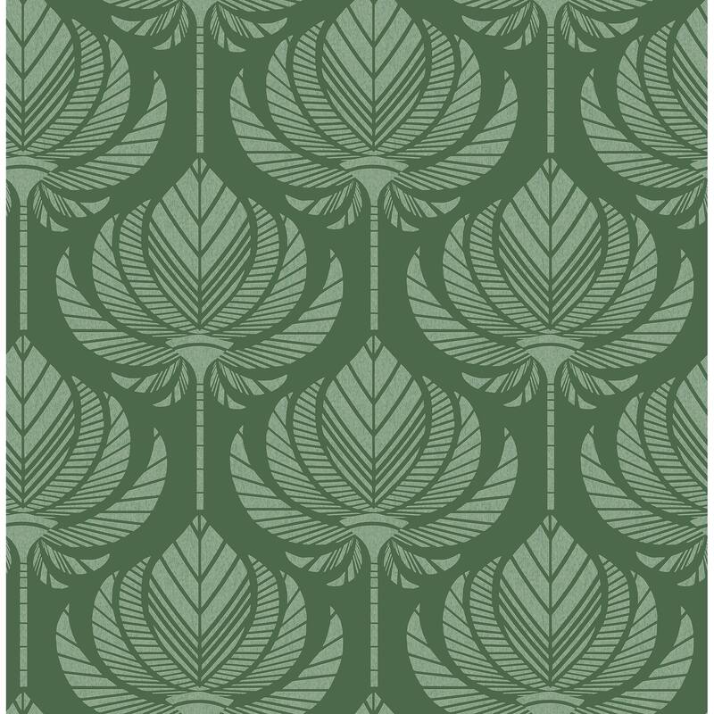 A-Street Prints Palmier Green Lotus Fan Wallpaper