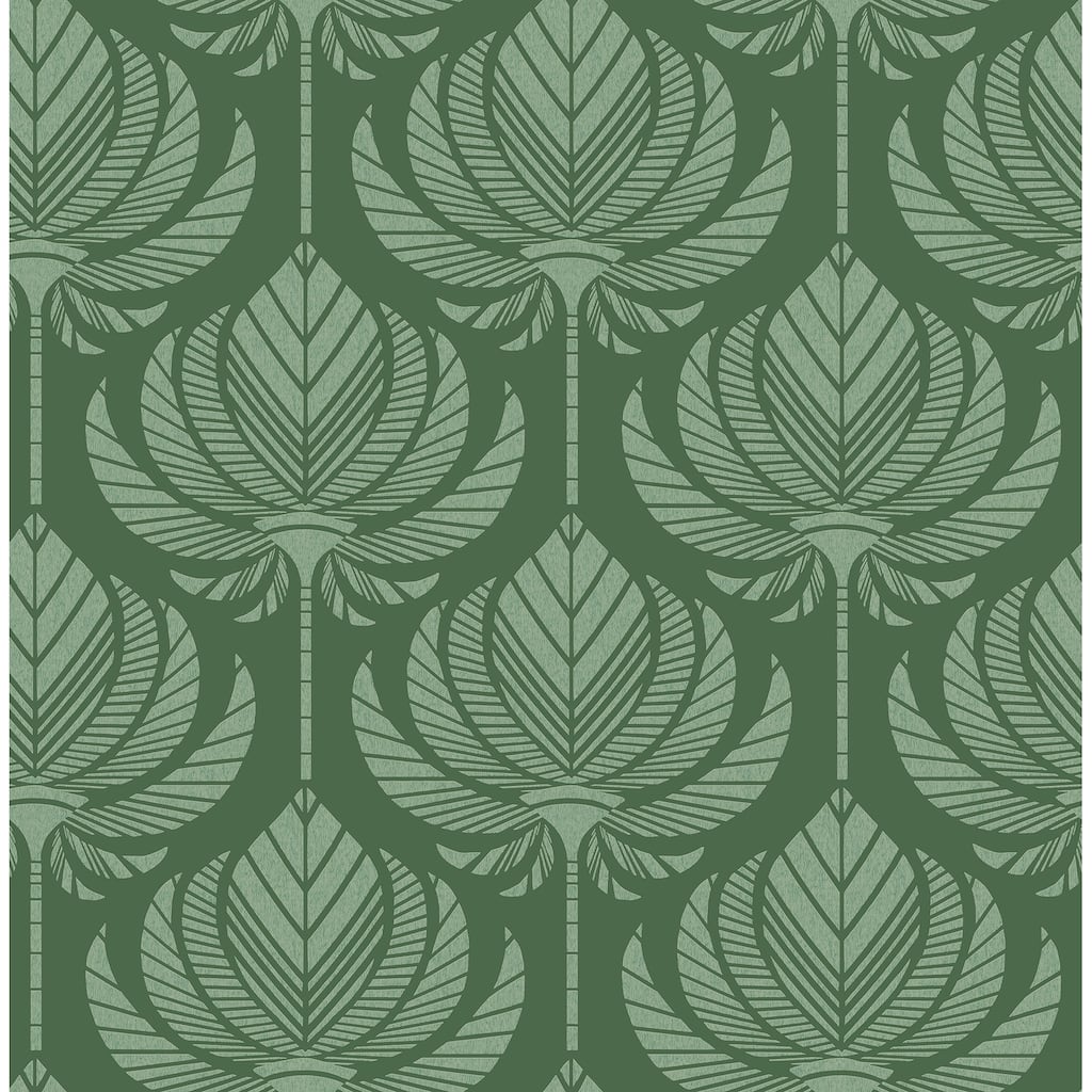 A-Street Prints Palmier Green Lotus Fan Wallpaper