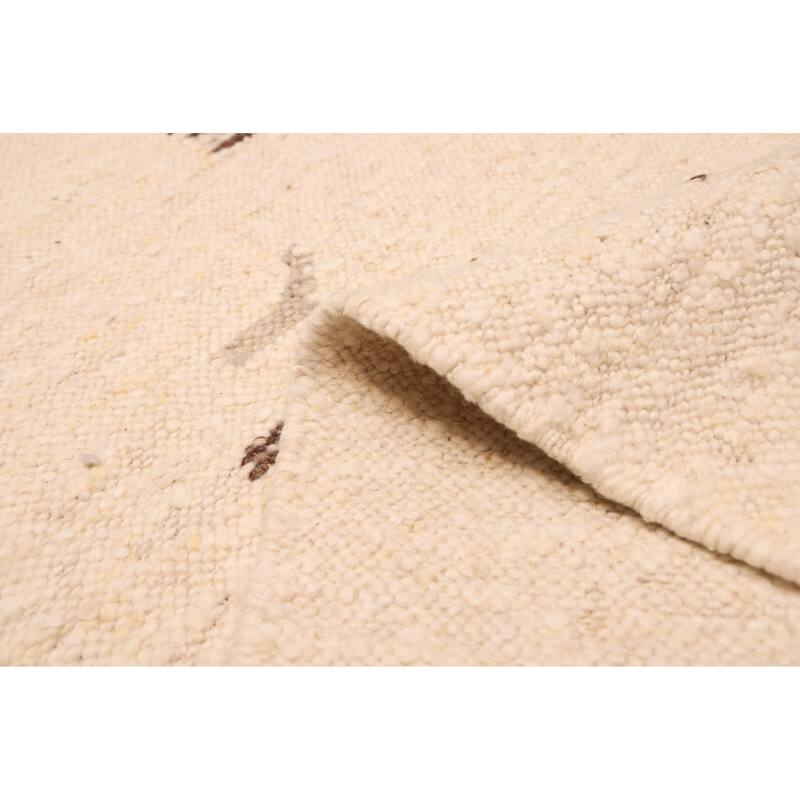 ECARPETGALLERY Flat-Weave Marrakech Cream Wool Kilim - 5'2 x 7'8
