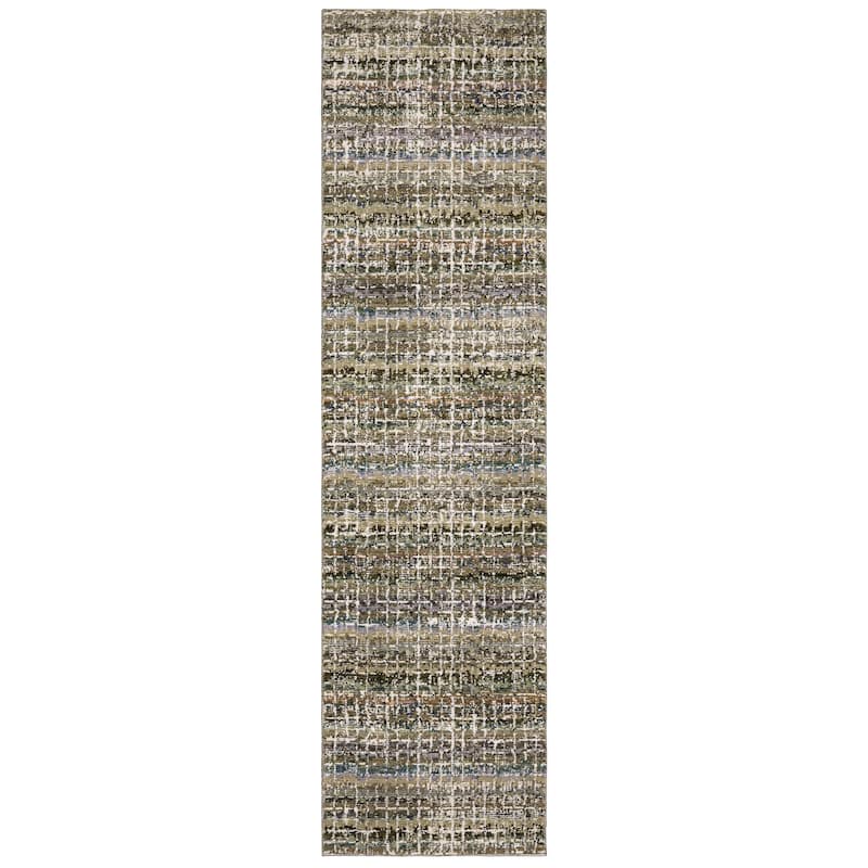 Style Haven Athena Gridwork Plaid Area Rug - 2'6" x 12' - Green/ Multi - Rectangle