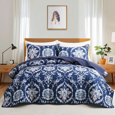 3-Piece Reversible Ultra Lighweight Coverlet Premium Microfiber Bedspread Quilt Set