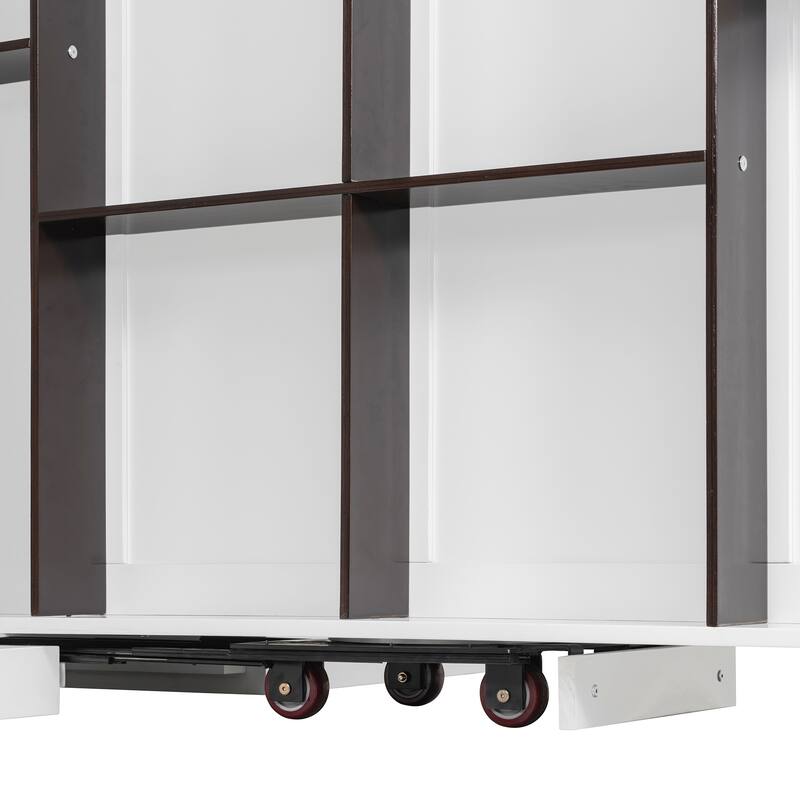 360° Rotating Queen Murphy Bed Cabinet with 14-Shelf Hidden Bookcase by Harper&Bright Designs