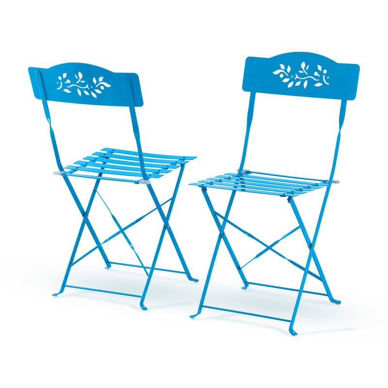 Alpine Corporation Indoor/Outdoor 3-Piece Bistro Set Folding Table and Chairs Patio Seating