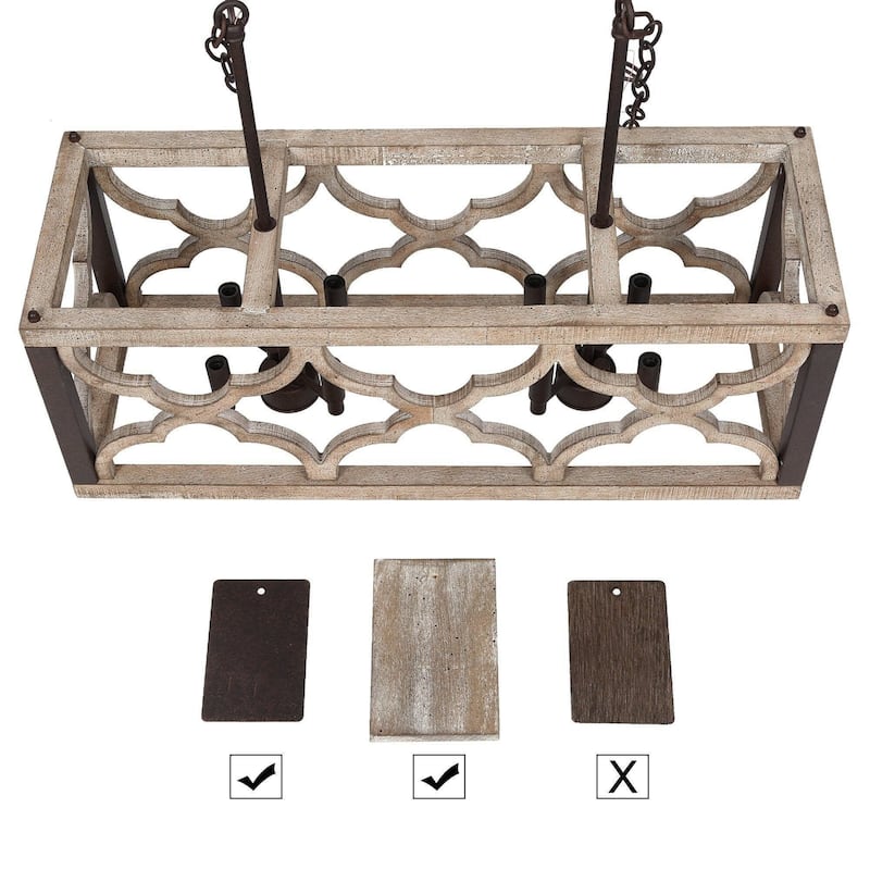Clovy Modern Farmhouse 8-Light Wood Chandelier Island Lights for Dining Room - L 27.5" x W 10" x H 10"