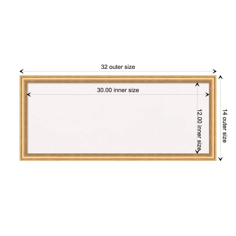 Salon Scoop Copper Wood Framed White Corkboard Bulletin Board - Salon Scoop Gold - Board Size 30x12