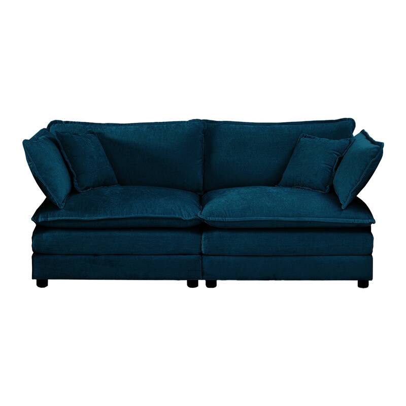 3-Piece Chenille Living Room Sofa Set (Loveseat + Accent Chair) with Solid Wood Frame & Plush Cushions