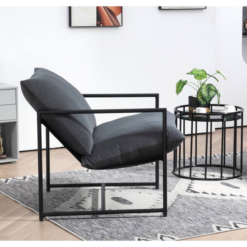 Modern Textured Velvet Sling Accent Chair