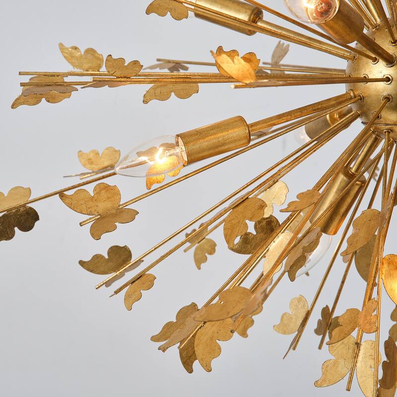 35" 14-Light Gold Butterfly Sputnik Sphere Distinctive Chandelier - 34.65 " D x 34.65 " W x 23.62" H