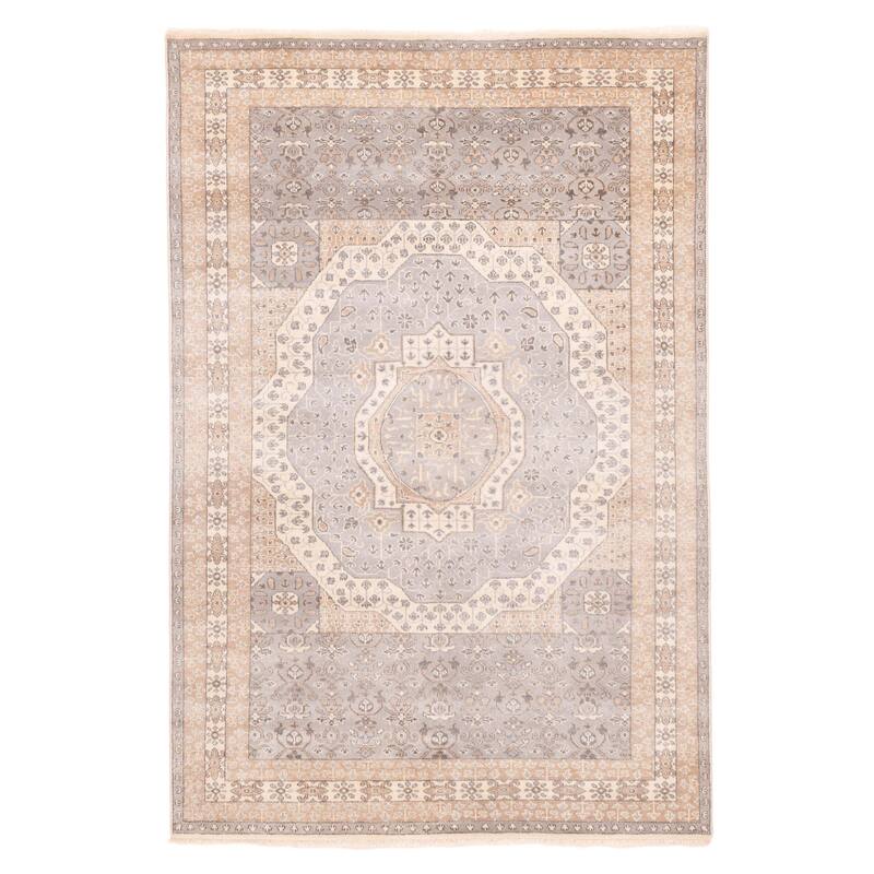ECARPETGALLERY Hand-knotted Mamluk Grey Wool Rug - 6'0 x 8'11