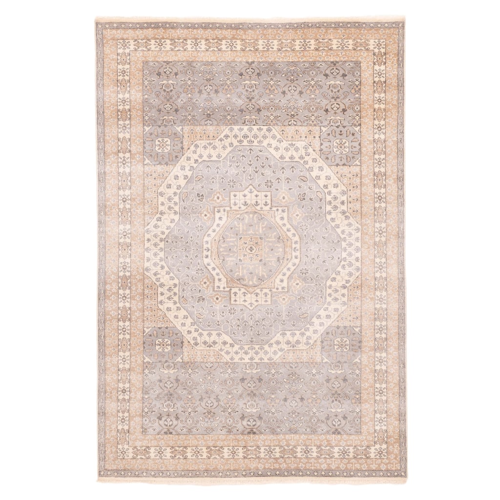 ECARPETGALLERY Hand-knotted Mamluk Grey Wool Rug - 6'0 x 8'11