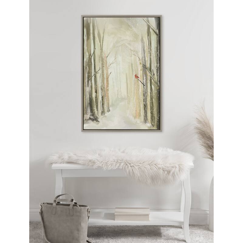 Kate and Laurel Sylvie Winter Landscape 2 Framed Canvas by Annie Quigley