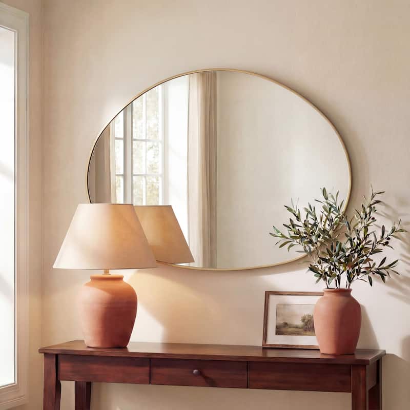 JONATHAN Y Aurelia Medium Irregular Oval Metal Framed Wall Mounted Mirror - 36 H x 24 W x 1.08 D