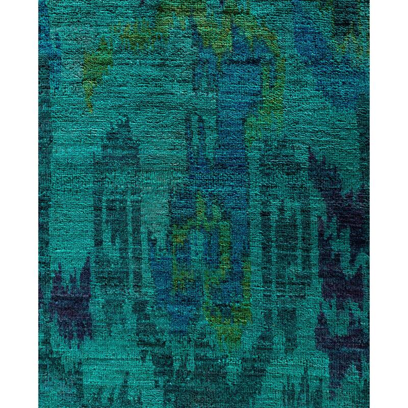 Overdyed One-of-a-Kind Hand-Knotted Square Area Rug - Green - 11' 9" x 12' 1"