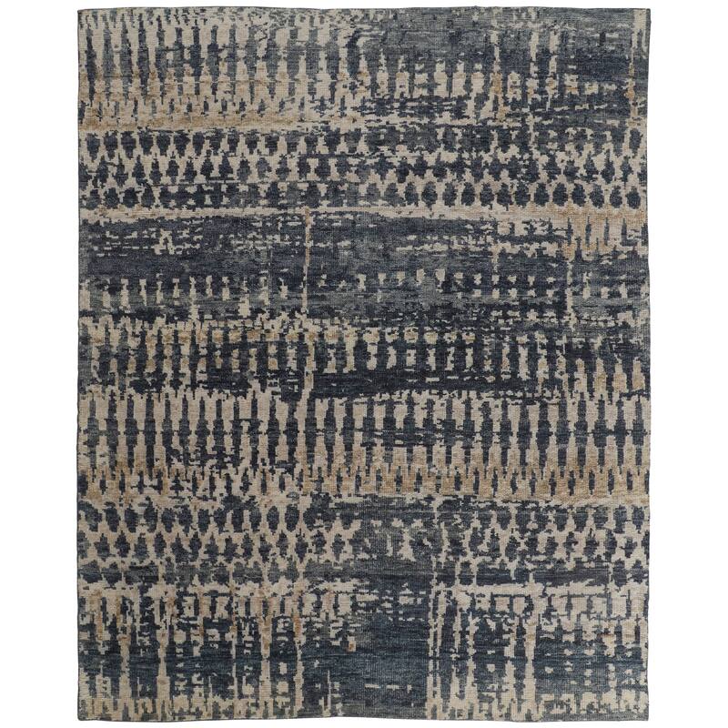 Grand Bazaar Scottsdale Hand Knotted Abstract Transitional Area Rug - 2' x 3' - Blue/Gray/Tan