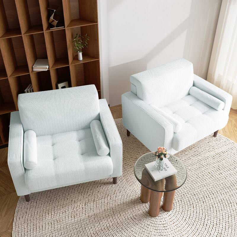2 Set Modern Wide Armchair Corduroy Accent Chairs