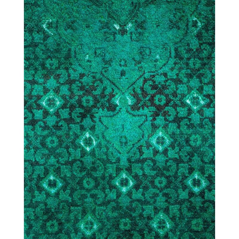 Overton Hand Knotted Wool Vintage Inspired Modern Contemporary Overdyed Green Area Rug - 3' 2" x 5' 3"