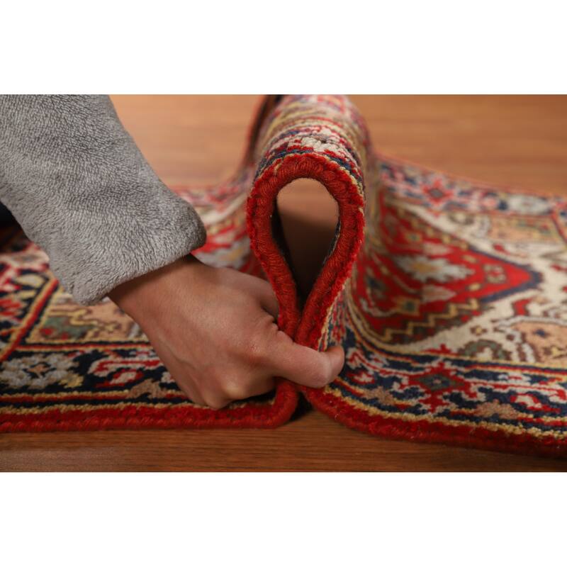 Hand Knotted Oriental 100% Wool Carpet Traditional Medallion Red Heriz (serapi) Area Rug - 3' 0'' X 2' 0''